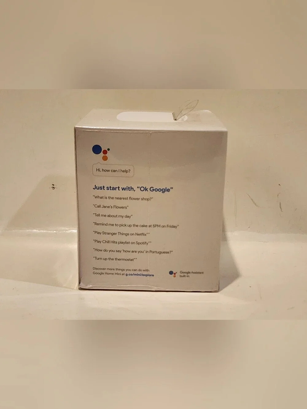 Google Home Mini Smart Speaker - Chalk (GA00210-US) - New Sealed